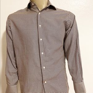 Daniel Cremieux signature collection brown houndstooth shirt size M
